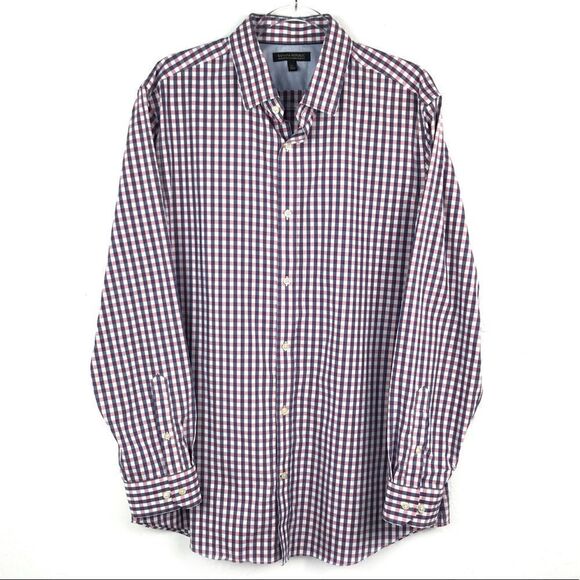 Banana Republic Pink White Plaid Button Up XL - Picture 1 of 5